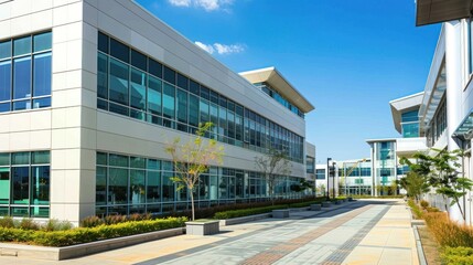 Mid-rise business plaza in urban setting stock photo --ar 16:9 --raw --v 6 Job ID: 93759c31-e828-43d1-b52d-1ab06dbc1698