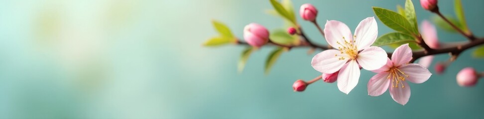Fototapeta premium Delicate jasmine twigs, corner arrangement, soft light , serene, green, fresh
