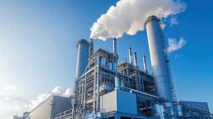 Industrial power plant under a clear sky
