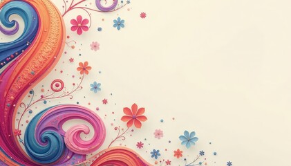 Soft, flowing paisley shapes in muted pastel shades on light background , print, textile