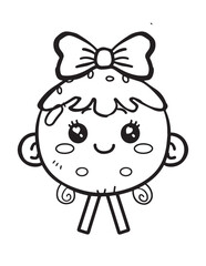 Girl Lollipop Character Line Art Coloring Page