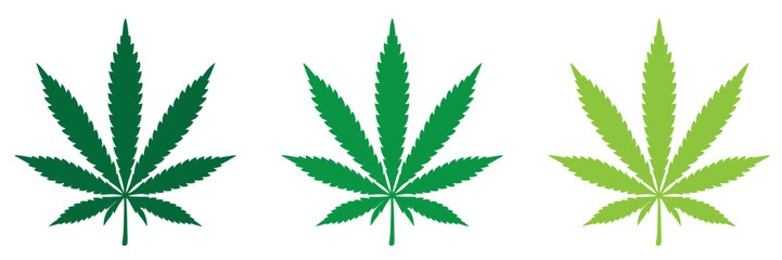 Marijuana leaf silhouette, Marijuana cannabis hemp leaf vector icon isolated on a white background
