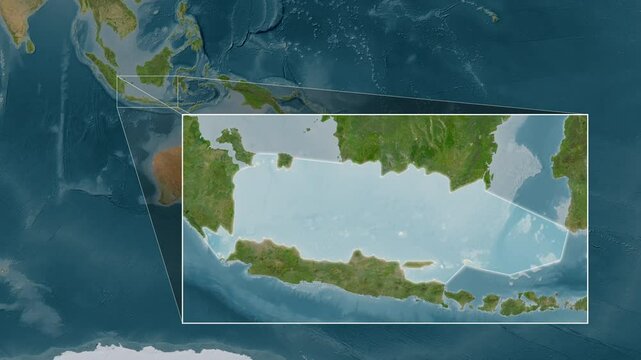 Java Sea. Satellite map. Location