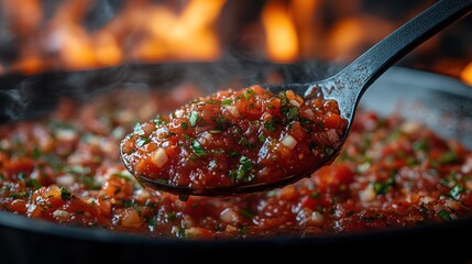 Spicy Salsa Cooking on Fire: A Delicious Red Sauce Recipe
