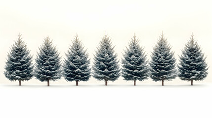 Fototapeta premium Row of snow-covered evergreen trees