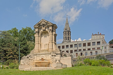 Auguste-Laurent Burdeau fountain and sculpture in the city of Lyon, France 