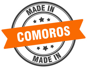 Fototapeta premium Made in Comoros round sign. Made in Comoros stamp.