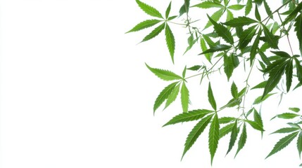 Fototapeta premium Cannabis sativa leaves against white background studio shot for medical or recreational use close up botanical