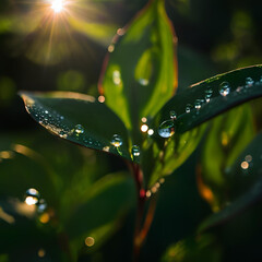 water drops on a leaf