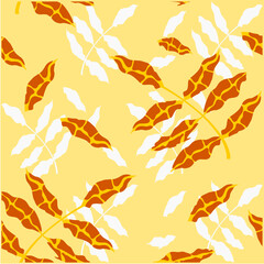 autumn leaves seamless pattern with white shade and light yellow background