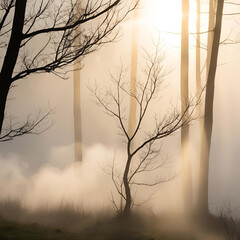 misty morning sunrise