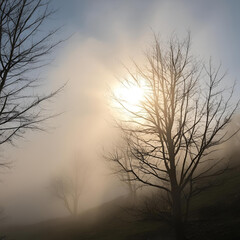 tree in the fog