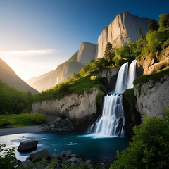 waterfall in the mountains