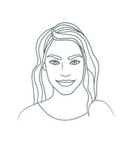 Woman in line art with shapes