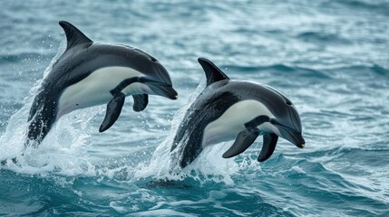 Dusky dolphin performing acrobatics.