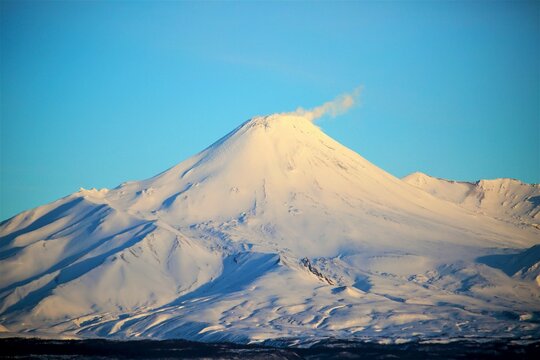 Avacha volcano smokes in Kamchatka