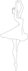 ballet dancer vector illustration, minimalist, black on white background line art illustration
