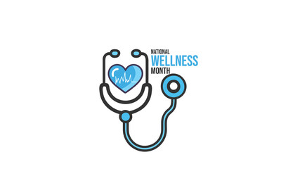 National Wellness Month. background, banner, card, poster, template. Vector illustration.