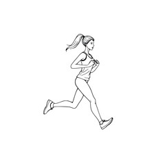 athlete woman vector,  minimalist, black on white background line art illustration