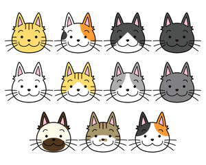 猫の顔(ふっくら)セット