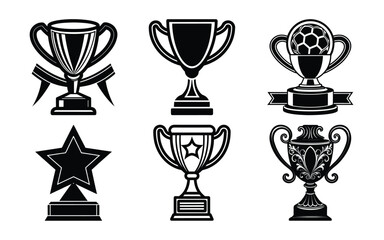 trophy and awards icons on white background