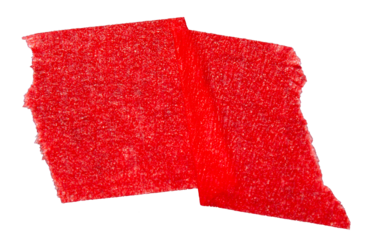 Ripped torn paper adhesive red tape on transparent background