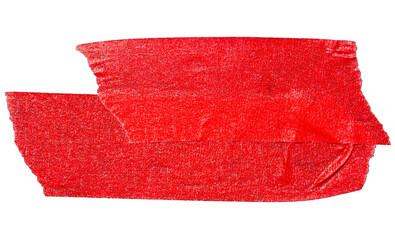 Ripped torn paper adhesive red tape on transparent background