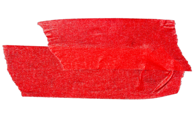 Ripped torn paper adhesive red tape on transparent background