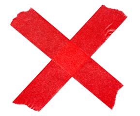 Red adhesive sticky paper masking tape cut out design element, cross shape x