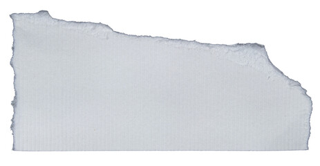 Ripped torn white paper piece on transparent background, paper tear cut out design element