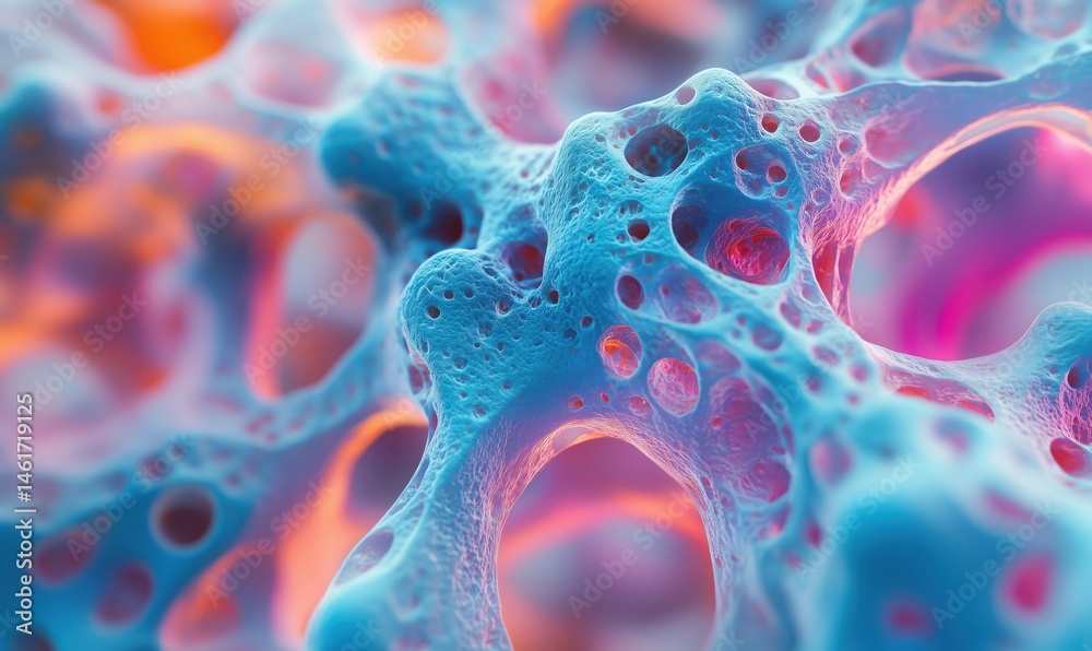 Poster abstract close-up of colorful cellular structure with intricate patterns and textures