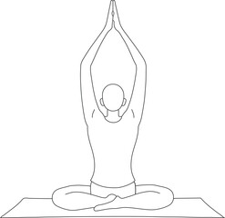 person doing meditation, minimalist, black on white background line art illustration