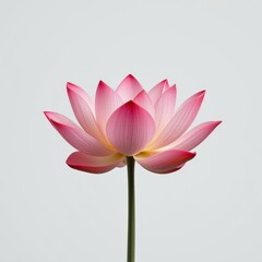 Fototapeta premium Realistic Lotus Flower Emerging in Soft Light Against a Neutral Background