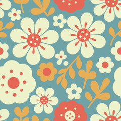 Vintage background with flowers, vector botany elegant retro abstract floral design, multi-colored flowers and leaves, Vector illustration.