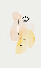 hand drawn abstract line art face vector illustration 