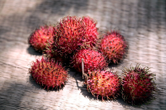 A pile of rambutans