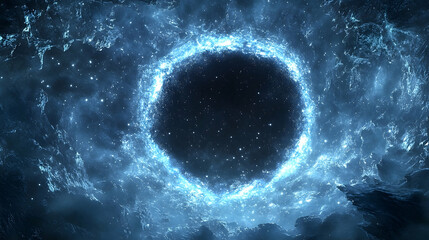 A celestial ring of light encompassing a dark void.