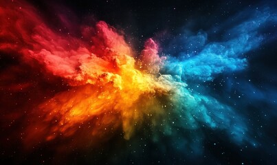 Fototapeta premium Colorful cosmic explosion of vibrant nebula with swirling clouds and stars