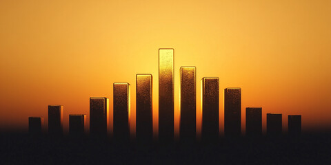 Golden Bars in Sunset Light Depicting Growth and Financial Success