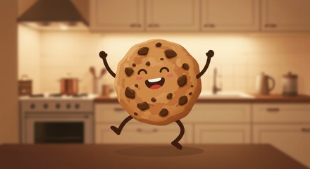 A Happy Chocolate Chip Cookie in the Kitchen