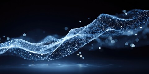 Abstract digital wave of light particles