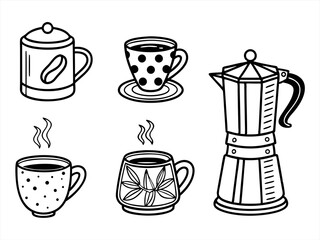 Mug Icon Set Sihouette Black Vector Bundle