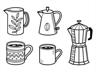Mug Icon Set Sihouette Black Vector Bundle