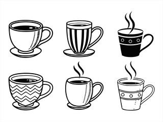 Mug Icon Set Sihouette Black Vector Bundle