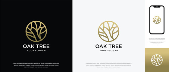 Naklejka premium Nature tree logo design. Nature tree logo template. Growth logo symbol icon 