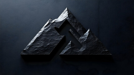 Dark, abstract  design with textured stone triangles.