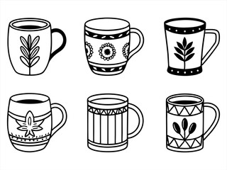Mug Icon Set Sihouette Black Vector Bundle