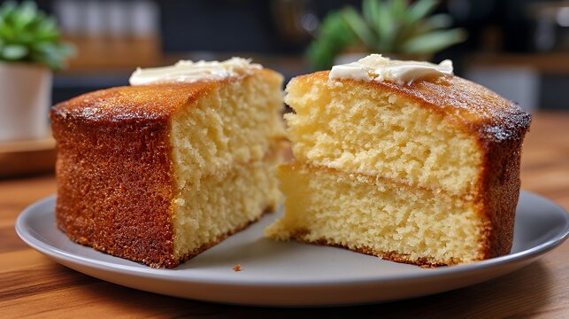 ふわふわパウンドケーキ 白いクリーム　Fluffy Pound Cake with White Frosting