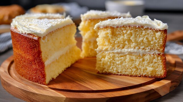 ふわふわパウンドケーキ 白いクリーム　Fluffy Pound Cake with White Frosting