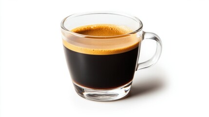 Naklejka premium Espresso served in a clear glass cup